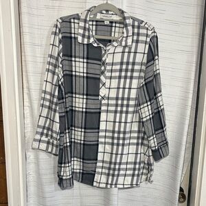 Coldwater Creek Monochrome Plaid Button Down Shirt
